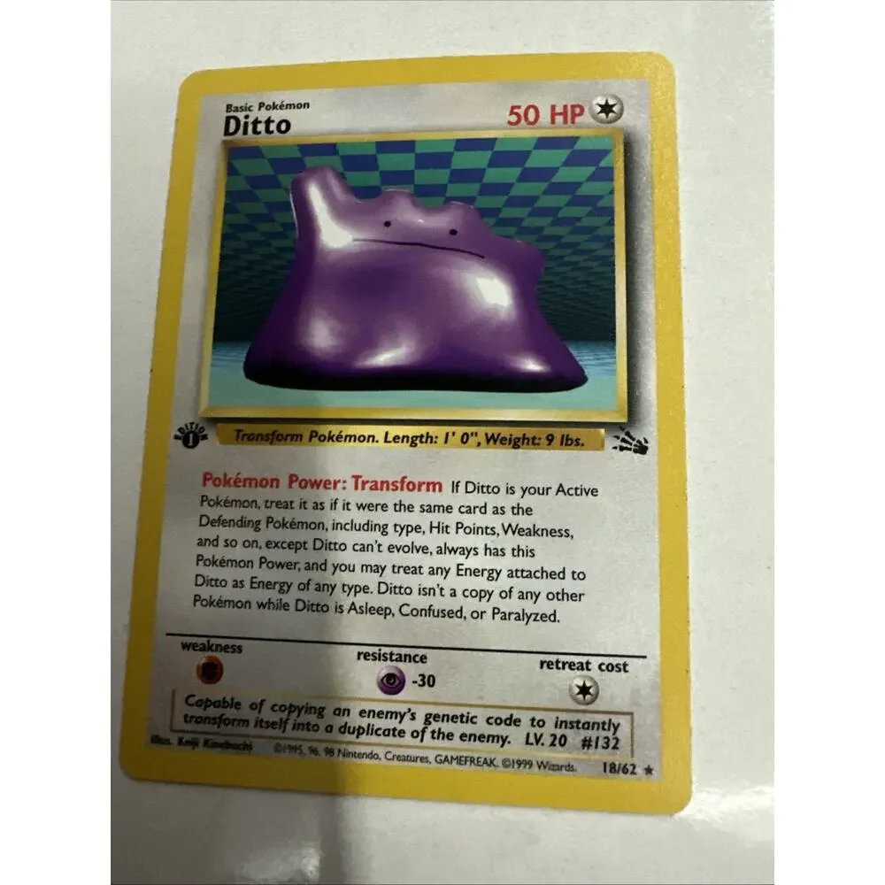 Ditto #18 Non-Holo 1st Edition Fossil 1999 Pokemon LP